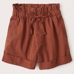Abercrombie Twill Paperbag Shorts Paprika Red